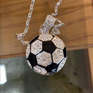 Bling soccer ball necklace